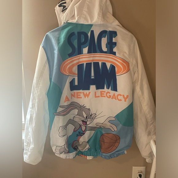Members Only Windbreaker Jacket Space Jam Looney Tunes Size Medium Bugs Bunny - Picture 5 of 14